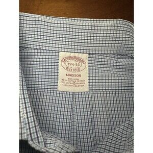 Brooks Brothers Madison NonIron Blue Plaid Dress Shirt 15.5 -33